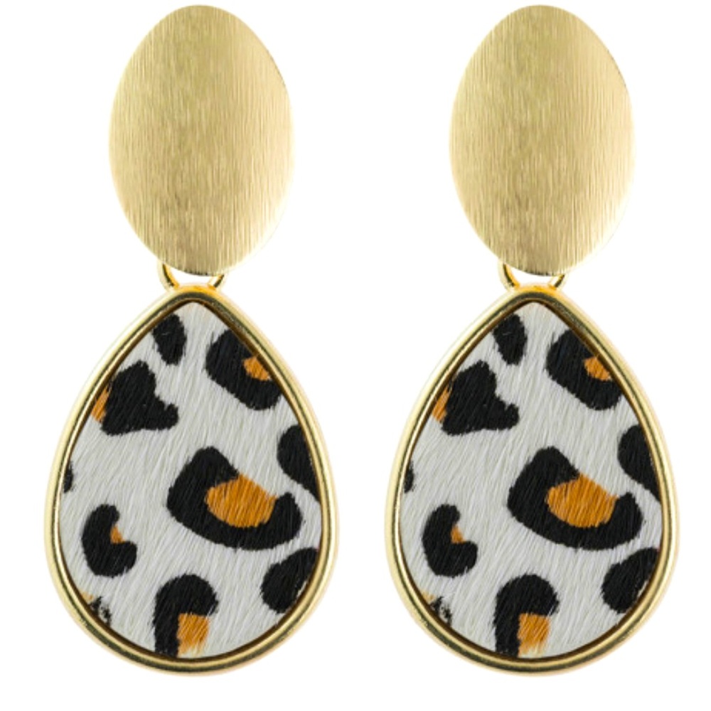 Leopard and gold earrings